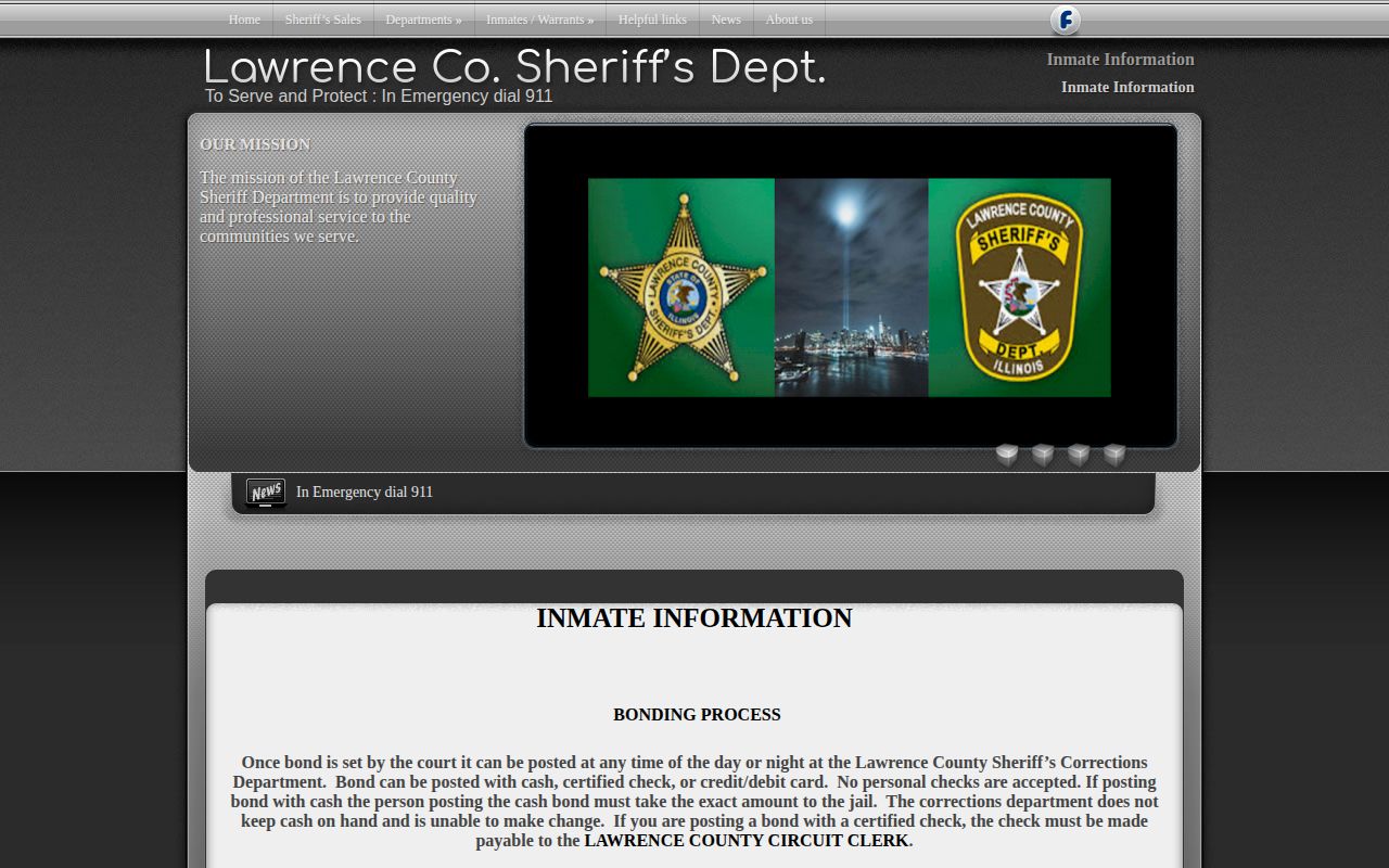 Lawrence County Jail inmate and release information screen